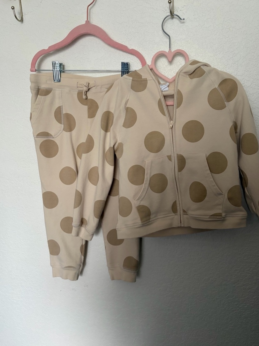 Angel Dear Cream Polka Dot Hoodie & Joggers Set